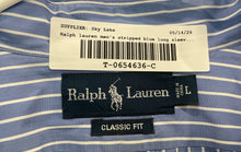 Load image into Gallery viewer, Ralph Lauren Mens Blue Striped Classic Fit Long Sleeve Button-Up Shirt Size L