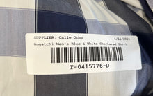 Load image into Gallery viewer, Bugatchi Mens Blue & White Check Long Sleeve Shaped Fit Button-Up Shirt Size XL