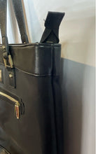 Load image into Gallery viewer, Kenneth Cole Reaction Womens Black Leather Pockets Double Strap Tote Handbag
