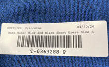 Load image into Gallery viewer, Bebe Womens Blue Black 3/4 Sleeve Scoop Neck Short Bodycon Dress Size P/S