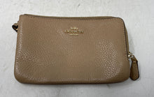 Load image into Gallery viewer, Coach Womens Beige Pebbled Leather Corner Zip Mini Wristlet Wallet