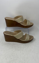 Load image into Gallery viewer, Comtesa Italian Shoemakers Womens Gold-Tone Wedge Heel Slide Sandals Size 11M