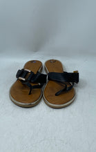 Load image into Gallery viewer, Toscanella Womens Black Brown Slip-On Flat Thong Sandals Size 8.5