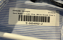 Load image into Gallery viewer, Zara Womens Light Blue White Striped Short Sleeve Collared Shirt Dress Size S
