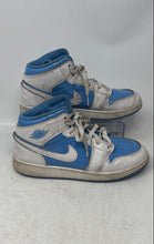 Load image into Gallery viewer, Nike Boys Air Jordan 1 Mid SE White Blue Mid Top Lace-Up Sneaker Shoes Size 6.5Y