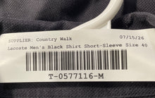 Load image into Gallery viewer, Lacoste Mens Black Cotton Short Sleeve Collared Button-Up Shirt Size 40