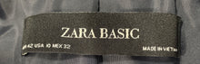 Load image into Gallery viewer, Zara Basic Womens Gray Notch Lapel Flap Pocket Long Sleeve One-Button Blazer 10