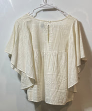 Load image into Gallery viewer, Old Navy Womens Off White Short Flutter Sleeve Round Neck Blouse Top Size Small