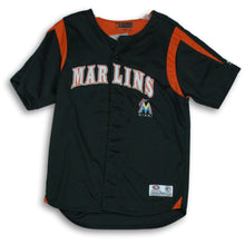 Load image into Gallery viewer, True Fan Womens Black Orange Short Sleeve Miami Marlins Baseball Jersey Size L