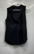 Load image into Gallery viewer, Ann Taylor Womens Black Sleeveless Collared Button-Up Shirt Size Small