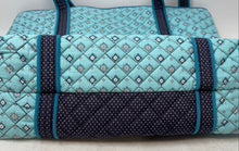 Load image into Gallery viewer, Vera Bradley Womens Blue Double Handle Inner Outer Pockets Shoulder Tote Handbag