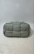 Load image into Gallery viewer, Longlai Womens Gray Black Double Handle Lined Quilted Puffer Tote Handbag