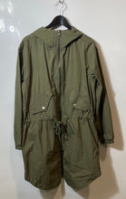 Load image into Gallery viewer, Forever 21 Mens Green Long Sleeve Pockets Hooded Full-Zip Utility Coat Size S