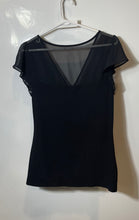 Load image into Gallery viewer, Express Womens Black V-Neck Flutter Short Sleeve Pullover Blouse Top Size M