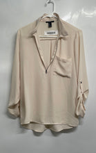 Load image into Gallery viewer, Forever 21 Womens Beige Roll-Tab Sleeve Chest Pocket Tunic Blouse Top Size Small