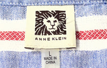 Load image into Gallery viewer, Anne Klein Womens Blue Multiple Striped 3/4 Sleeve Button Front Blouse Top Sz L
