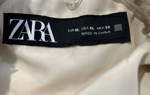 Load image into Gallery viewer, Zara Womens Beige Long Sleeve Collared Fluffy Full-Zip Cropped Jacket Size XL