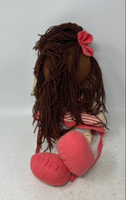 Load image into Gallery viewer, Cloth Pink Dress Striped Outfit Brown Yarn Hair Plush Fashion Doll