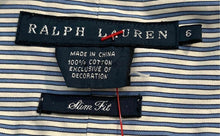 Load image into Gallery viewer, Ralph Lauren Womens White Blue Striped Cotton Button-Up Shirt Size 6