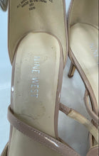 Load image into Gallery viewer, Nine West Womens Beige Patent Faux Leather High Ankle Strap Pump Heels Size 8.5M