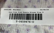 Load image into Gallery viewer, Zara Girls Pink Purple Floral Long Sleeve Tie Front Cropped Blouse Top Size 9