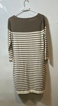 Load image into Gallery viewer, Banana Republic Womens White Brown Striped Print Long Sleeve Sweater Dress Sz S