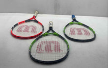 Load image into Gallery viewer, Set Of 3 Pcs Wilson Federer Multicolor Sporting Equipment Round Tennis Racquet