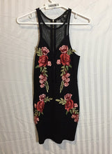 Load image into Gallery viewer, Forever 21 Womens Black Embroidered Sleeveless Illusion Neck Mini Dress Size S