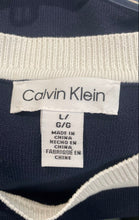 Load image into Gallery viewer, Calvin Klein Womens Blue White Short Sleeve Crew Neck Pullover T-Shirt Size L