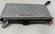 Load image into Gallery viewer, Michael Kors Womens Gray Leather Signature Print Zipper Wristlet Wallet