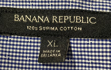 Load image into Gallery viewer, Banana Republic Mens Blue Check Print Supima Cotton Button-Up Shirt Size XL