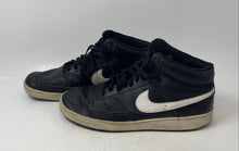 Load image into Gallery viewer, Nike Mens Court Vision Mid Black White Leather Lace-Up Basketball Shoes Size 12