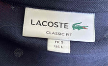 Load image into Gallery viewer, Lacoste Mens Blue White Polka Dot Cotton Classic Fit Collared Polo Shirt Size L