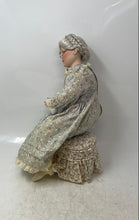 Load image into Gallery viewer, 1991 Sitting Grandmother Decorative Porcelain Doll With Stool And Floral Outfit