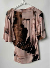 Load image into Gallery viewer, DKNY Womens Multicolor Abstract Print Short Sleeve Wrap Blouse Top Size L