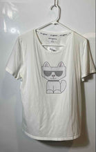 Load image into Gallery viewer, Karl Lagerfeld Womens White Embellished Short Sleeve Pullover T-Shirt Size L