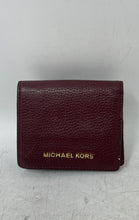 Load image into Gallery viewer, Michael Kors Womens Burgundy Pebbled Leather Card Holder Bifold Wallet