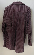 Load image into Gallery viewer, Calvin Klein Mens Burgundy Striped Cotton Collared Dress Shirt Size L 16 34/35