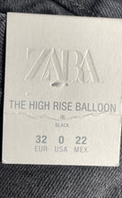 Load image into Gallery viewer, Zara Womens Black Denim High Rise Balloon Wide-Leg Jeans Size EU 32 US 0 W/ Tag