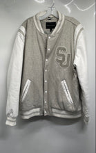 Load image into Gallery viewer, Sean John Mens White And Gray Heather Long Sleeve Bomber Jacket Size XL