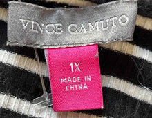 Load image into Gallery viewer, Vince Camuto Womens Black White Striped 3/4 Sleeve Round Neck Blouse Top Size 1X