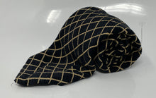 Load image into Gallery viewer, Giorgio Armani Mens Black Beige Diamond Grid Print Adjustable Pointed Tie