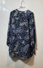 Load image into Gallery viewer, H&M Womens Blue Paisley Print Long Sleeve Button Tunic Shift Dress Size 8
