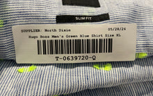 Load image into Gallery viewer, Hugo Boss Mens Green Blue Printed Slim Fit Spread Collar Button-Up Shirt Size XL
