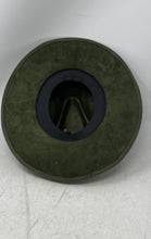 Load image into Gallery viewer, Unbranded Mens Olive Green Suede Wide Brim Adjustable Fedora Hat Size M