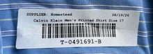 Load image into Gallery viewer, Calvin Klein Mens Blue White Striped Cotton Long Sleeve Dress Shirt Sz 17 32/33