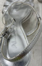 Load image into Gallery viewer, Aldo Womens Silver-Tone Leather Open Toe Stiletto Heel Slingback Sandals Size 38