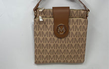Load image into Gallery viewer, Milan Womens Brown Monogram Leather Double Zipper Crossbody Purse With Tag