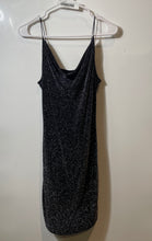 Load image into Gallery viewer, Divided By H&M Womens Black Glitter Sleeveless Spaghetti Strap Mini Dress Size 8