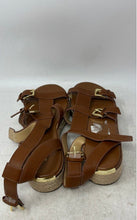 Load image into Gallery viewer, Michael Kors Womens Acorn Brown Leather Ankle Strap Espadrille Sandals Size 8.5M